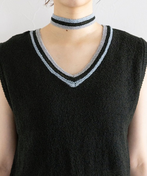 RAGEBLUE(レイジブルー)の「ファンシーヤーンニットベスト(ニット/セーター・レディース・その他26/ブラック/ホワイト・FREE)」の18枚目の写真