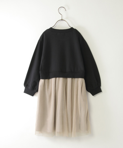 ikka（イッカ）の「チュールスカートドッキングワンピース（120~160cm）（ワンピース・キッズ・ダークベージュ/ブラック・120/130/140/150/160）」の4枚目の写真