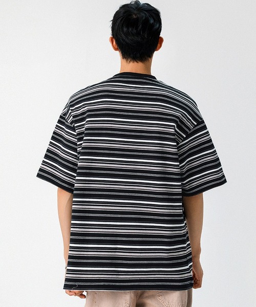 セール】【SETUP7】ワンポイント刺繍 ボーダーTシャツ オーバー