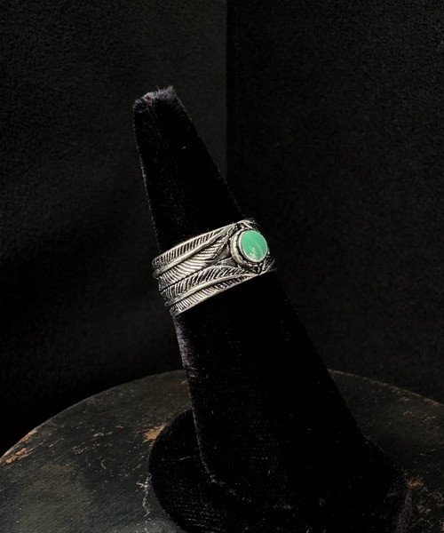 CALIFORNIA OUTFITTERS（カリフォルニア アウトフィッターズ）の「7D38 フェザーモチーフ×ターコイズリング サイズ調整可（リング・メンズ・シルバー系1/シルバー系3/シルバー系2・FREE）」の10枚目の写真