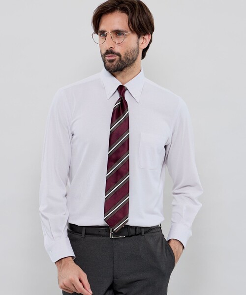 MACKINTOSH LONDON(マッキントッシュ ロンドン)の「【FLEX JERSEY】交編鹿の子ジャージーボタンダウンシャツ(シャツ/ブラウス・メンズ・グレー系その他/ホワイト/ブルー系その他4/パープル系その他2・S/XL/M/L)」の4枚目の写真
