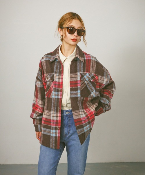 BEVERLY HILLS POLO CLUB（ビバリーヒルズポロクラブ）の「【BEVERLY HILLS POLO CLUB】シャギーCPOジャケット（その他アウター・レディース・ブラウン/レッド/グレー・FREE）」の5枚目の写真