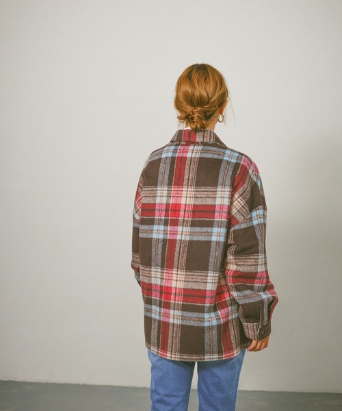 BEVERLY HILLS POLO CLUB（ビバリーヒルズポロクラブ）の「【BEVERLY HILLS POLO CLUB】シャギーCPOジャケット（その他アウター・レディース・ブラウン/レッド/グレー・FREE）」の4枚目の写真