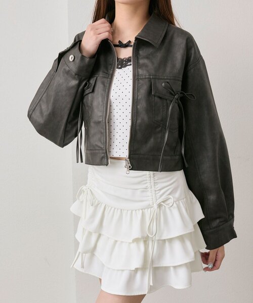 【専用】OLIVE des OLIVE 黒 レザーブルゾン 2way ボア襟 OLIVE des OLIVE（オリーブデオリーブ）｜ブルゾン一覧 - WEAR