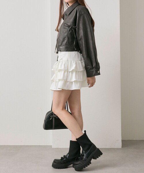 OLIVE des OLIVE(オリーブデオリーブ)の「ダブルリボンエコレザーブルゾン(ブルゾン・レディース・キャメル/ブラウン/ブラック・FREE)」の15枚目の写真