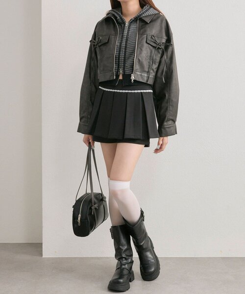 OLIVE des OLIVE(オリーブデオリーブ)の「ダブルリボンエコレザーブルゾン(ブルゾン・レディース・キャメル/ブラウン/ブラック・FREE)」の19枚目の写真