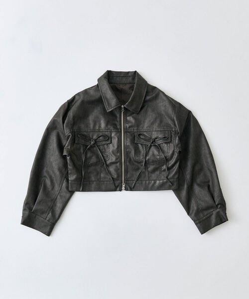 OLIVE des OLIVE(オリーブデオリーブ)の「ダブルリボンエコレザーブルゾン(ブルゾン・レディース・キャメル/ブラウン/ブラック・FREE)」の21枚目の写真