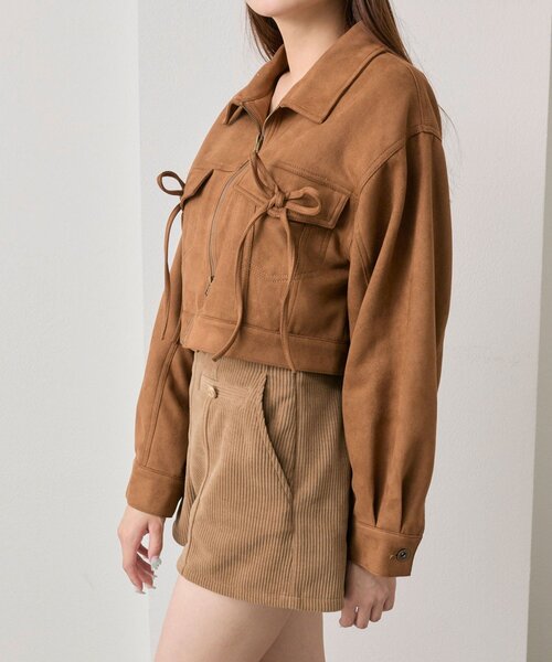 OLIVE des OLIVE(オリーブデオリーブ)の「ダブルリボンエコレザーブルゾン(ブルゾン・レディース・キャメル/ブラウン/ブラック・FREE)」の8枚目の写真