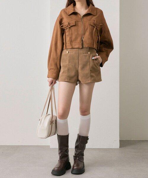 OLIVE des OLIVE(オリーブデオリーブ)の「ダブルリボンエコレザーブルゾン(ブルゾン・レディース・キャメル/ブラウン/ブラック・FREE)」の9枚目の写真