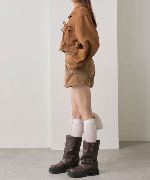 OLIVE des OLIVE(オリーブデオリーブ)の「ダブルリボンエコレザーブルゾン(ブルゾン・レディース・キャメル/ブラウン/ブラック・FREE)」の10枚目の写真