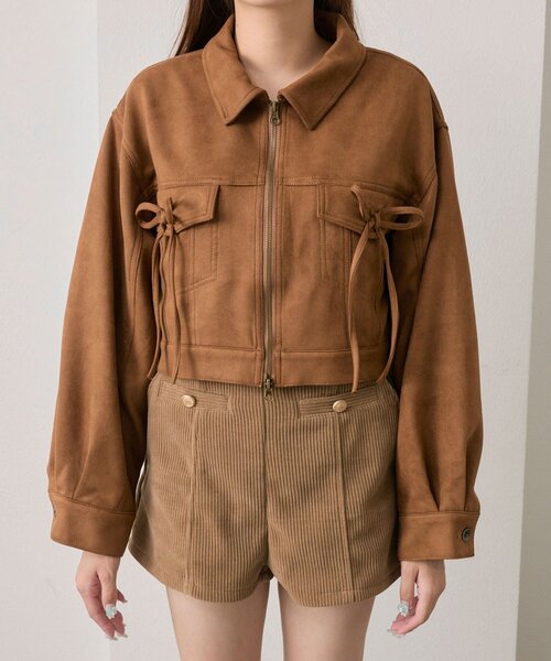 OLIVE des OLIVE(オリーブデオリーブ)の「ダブルリボンエコレザーブルゾン(ブルゾン・レディース・キャメル/ブラウン/ブラック・FREE)」の12枚目の写真