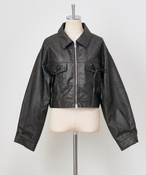 【専用】OLIVE des OLIVE 黒 レザーブルゾン 2way ボア襟 OLIVE des OLIVE 黒 レザーブルゾン 2way ボア襟 OLIVE des