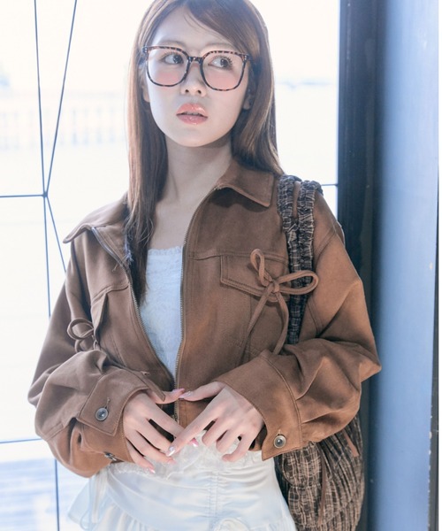 OLIVE des OLIVE(オリーブデオリーブ)の「ダブルリボンエコレザーブルゾン(ブルゾン・レディース・キャメル/ブラウン/ブラック・FREE)」の22枚目の写真