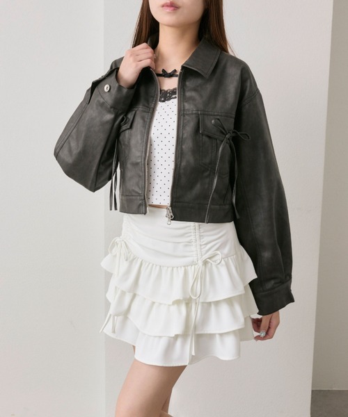 【専用】OLIVE des OLIVE 黒 レザーブルゾン 2way ボア襟 OLIVE des OLIVE（オリーブデオリーブ）｜ブルゾン一覧 - WEAR