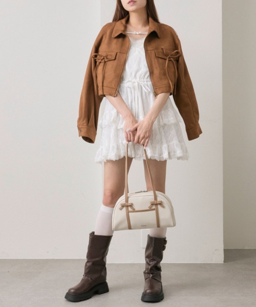 セール】ダブルリボンエコレザーブルゾン（ブルゾン）｜OLIVE