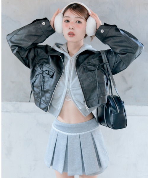 【専用】OLIVE des OLIVE 黒 レザーブルゾン 2way ボア襟 専用】OLIVE des OLIVE 黒 レザーブルゾン 2way ボア襟 専用