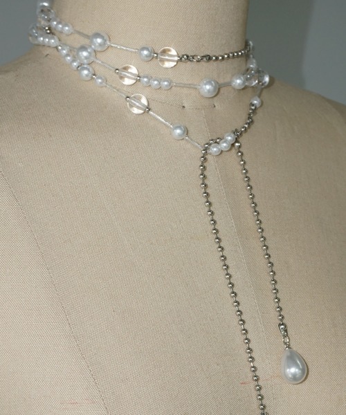 パール × ビーズ ミックスラリエットネックレス cha25a007