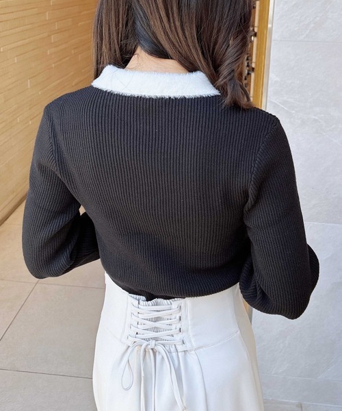 INGNI（イング）の「配色襟フェザーニット（ニット/セーター・レディース・ホワイト×ブラック/ブラック×ホワイト/グレー系8・M）」の11枚目の写真