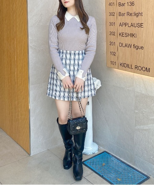 INGNI（イング）の「配色襟フェザーニット（ニット/セーター・レディース・ホワイト×ブラック/ブラック×ホワイト/グレー系8・M）」の19枚目の写真