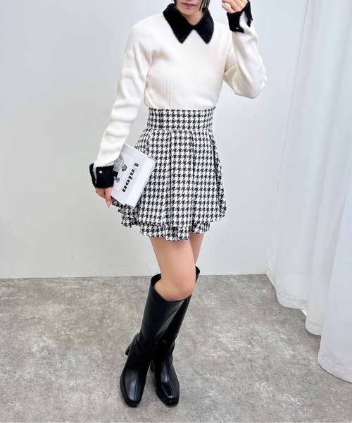 INGNI（イング）の「配色襟フェザーニット（ニット/セーター・レディース・ホワイト×ブラック/ブラック×ホワイト/グレー系8・M）」の7枚目の写真