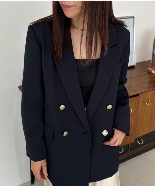 A part by（アパートバイ）の「Ｗライクテーラードスリットジャケット（テーラードジャケット・レディース・ブラウン系その他/ネイビー/グレー系その他4・MEDIUM/SMALL）」の3枚目の写真