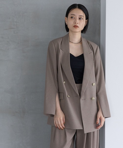 A part by（アパートバイ）の「Ｗライクテーラードスリットジャケット（テーラードジャケット・レディース・ブラウン系その他/ネイビー/グレー系その他4・MEDIUM/SMALL）」の7枚目の写真