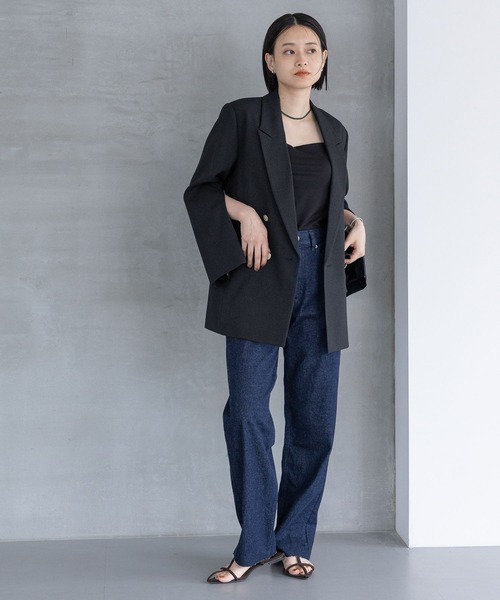 【Apart by】未使用タグ付き Wライクテーラードジャケット　ブラック　S Apart by】未使用タグ付き Wライクテーラードジャケット ブラック S