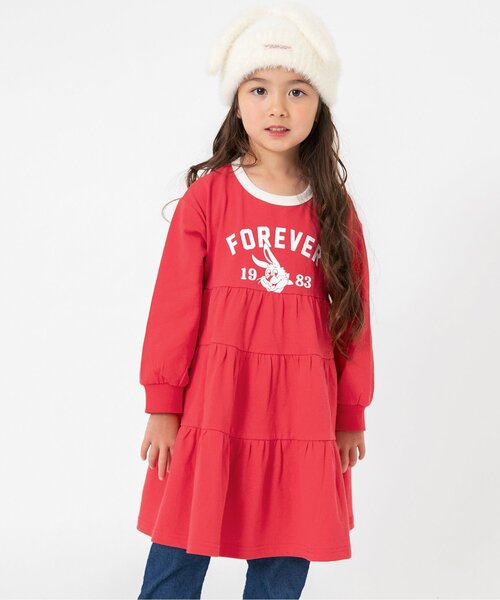 BREEZE（ブリーズ）の「【ジュニア対応】カレッジティアードワンピ―ス（ワンピース・キッズ・チャコール/レッド/グレー・80/90/100/110/120/130/140）」の3枚目の写真