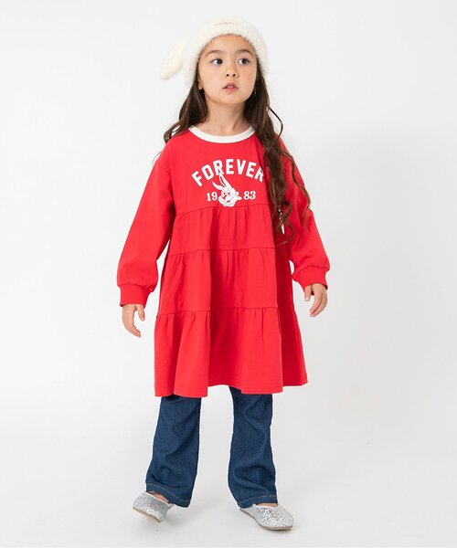 BREEZE（ブリーズ）の「【ジュニア対応】カレッジティアードワンピ―ス（ワンピース・キッズ・チャコール/レッド/グレー・80/90/100/110/120/130/140）」の8枚目の写真