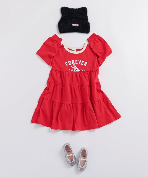 BREEZE（ブリーズ）の「【ジュニア対応】カレッジティアードワンピ―ス（ワンピース・キッズ・チャコール/レッド/グレー・80/90/100/110/120/130/140）」の11枚目の写真