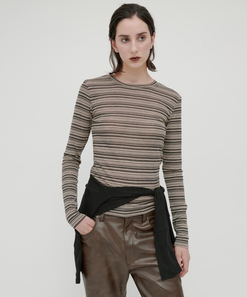 kiehtova(キエトヴァ)の「【kiehtova】SHEER BORDER TOPS/シアー ボーダー トップス(Tシャツ/カットソー・レディース・ホワイト×ブラック/ベージュ系その他・FREE)」の11枚目の写真