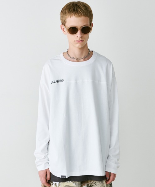 AIVER（アイバー）の「AIVER　30/2ウォッシュ天竺フットボールL/S TEE（Tシャツ/カットソー・メンズ・ブラック/ナチュラル/ホワイト・SMALL/MEDIUM/LARGE）」の4枚目の写真