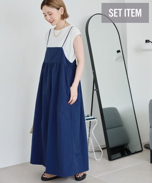 AMERICAN HOLIC（アメリカンホリック）の「【2点SET】Tシャツ+キャミワンピース（ワンピース・レディース・ブラック/ネイビー・L/M）」の9枚目の写真