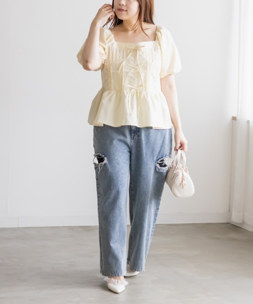 CLETTE(クレット)の「CLETTEオリジナルレース使いピンタックブラウス(シャツ/ブラウス・レディース・イエロー/ブラック/ブラック系その他・LL/3L/4L)」の14枚目の写真