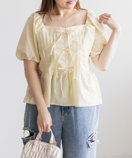 CLETTE(クレット)の「CLETTEオリジナルレース使いピンタックブラウス(シャツ/ブラウス・レディース・イエロー/ブラック/ブラック系その他・LL/3L/4L)」の16枚目の写真
