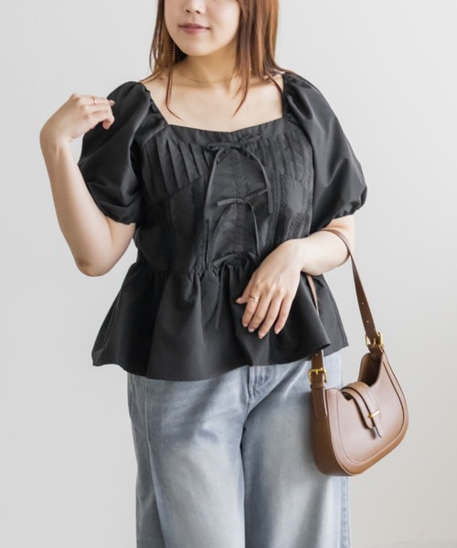 CLETTE(クレット)の「CLETTEオリジナルレース使いピンタックブラウス(シャツ/ブラウス・レディース・イエロー/ブラック/ブラック系その他・LL/3L/4L)」の10枚目の写真