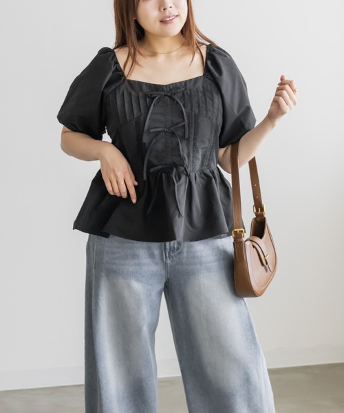 CLETTE(クレット)の「CLETTEオリジナルレース使いピンタックブラウス(シャツ/ブラウス・レディース・イエロー/ブラック/ブラック系その他・LL/3L/4L)」の12枚目の写真