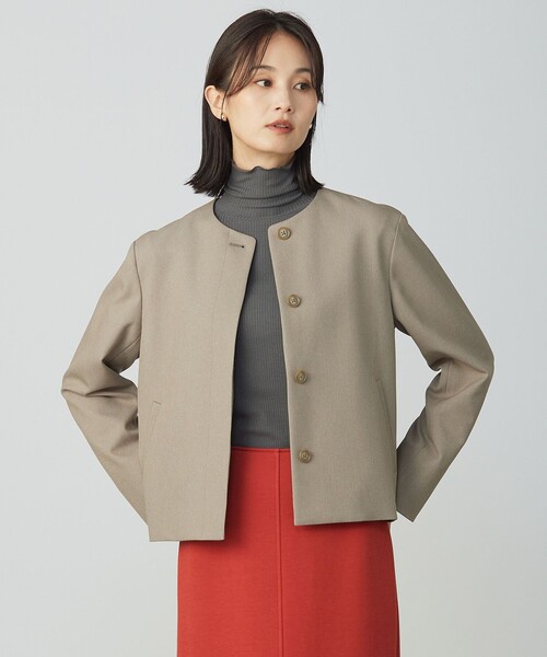 J.PRESS(ジェイプレス)の「【WEB限定カラーあり】ツムギートflannel ノーカラー ジャケット(ノーカラージャケット・レディース・アイボリー系/ベージュ系/ネイビー系/グレー系・T13/T17/T15)」の3枚目の写真