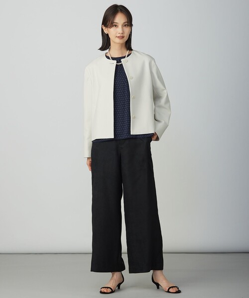 J.PRESS(ジェイプレス)の「【WEB限定カラーあり】ツムギートflannel ノーカラー ジャケット(ノーカラージャケット・レディース・アイボリー系/ベージュ系/ネイビー系/グレー系・T13/T17/T15)」の8枚目の写真