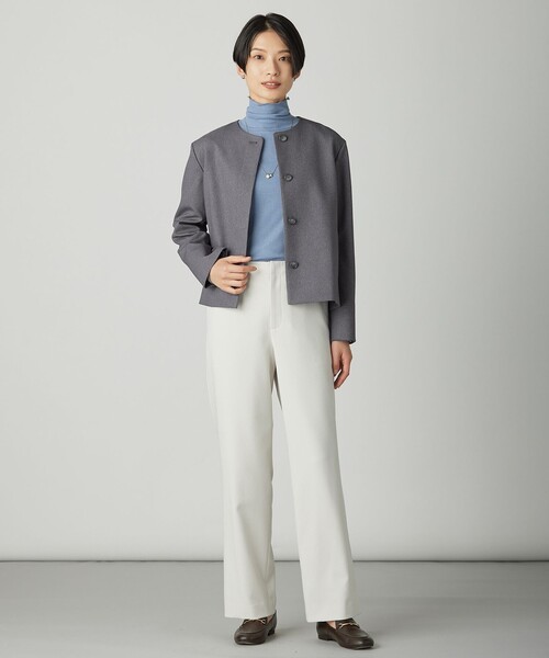 J.PRESS(ジェイプレス)の「【WEB限定カラーあり】ツムギートflannel ノーカラー ジャケット(ノーカラージャケット・レディース・アイボリー系/ベージュ系/ネイビー系/グレー系・T13/T17/T15)」の11枚目の写真