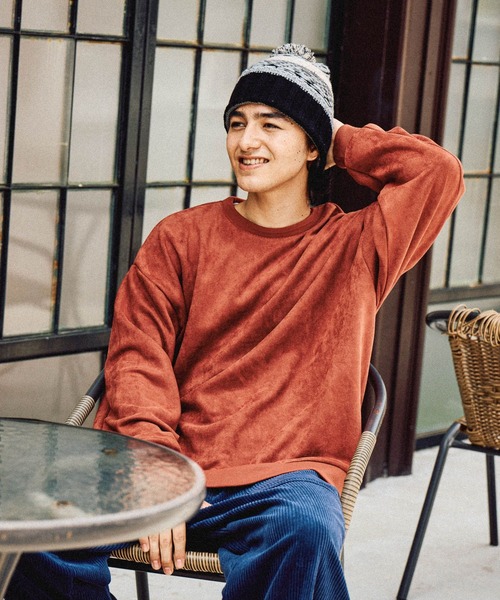 niko and...（ニコアンド）の「フェイクスウェードステッチプルオーバー（スウェット・メンズ・チャコール/オレンジ/スモーク/グリーン・MEDIUM/LARGE）」の4枚目の写真