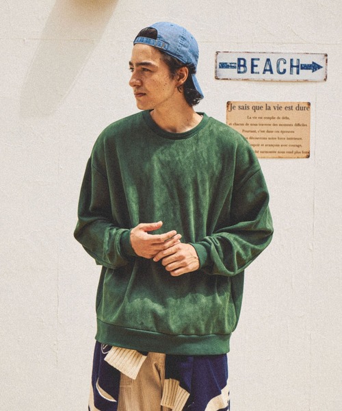 niko and...（ニコアンド）の「フェイクスウェードステッチプルオーバー（スウェット・メンズ・チャコール/オレンジ/スモーク/グリーン・MEDIUM/LARGE）」の3枚目の写真