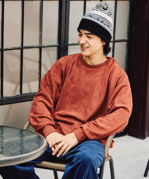 niko and...（ニコアンド）の「フェイクスウェードステッチプルオーバー（スウェット・メンズ・チャコール/オレンジ/スモーク/グリーン・MEDIUM/LARGE）」の14枚目の写真