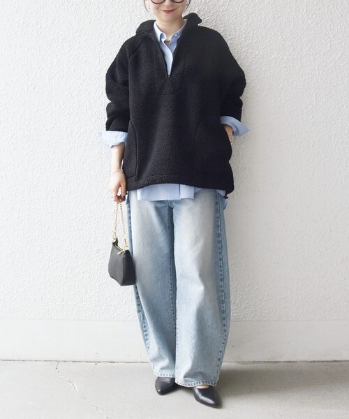 SHIPS any:〈洗濯機可能〉ボア フリース ハーフジップ プルオーバー（T