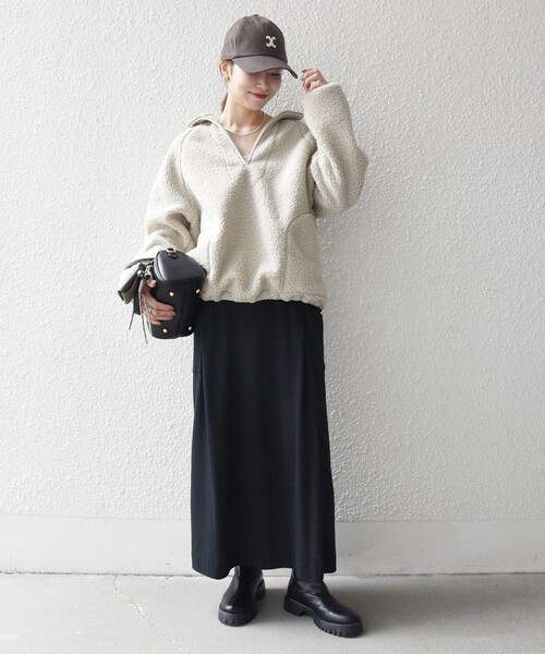 SHIPS any:〈洗濯機可能〉ボア フリース ハーフジップ プルオーバー（T