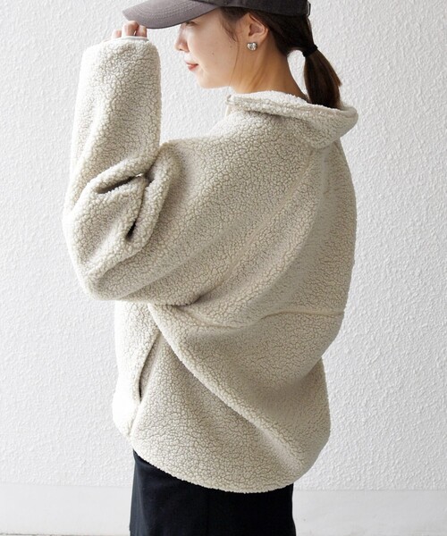 SHIPS any:〈洗濯機可能〉ボア フリース ハーフジップ プルオーバー（T