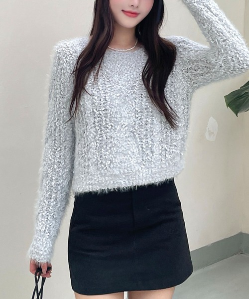 Lace Ladies(レースレディース)の「ブークレー クルーネック 長袖 ニット プルオーバー(ニット/セーター・レディース・グレー/アイボリー/ピンク・FREE)」の12枚目の写真