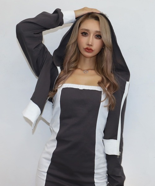BLACKQUEEN（ブラッククイーン）の「【BLACKQUEEN】バイカラーミニセットアップ（セットアップ・レディース・ブラック/チャコール・M）」の10枚目の写真