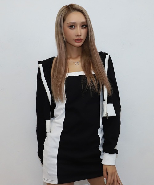 BLACKQUEEN（ブラッククイーン）の「【BLACKQUEEN】バイカラーミニセットアップ（セットアップ・レディース・ブラック/チャコール・M）」の11枚目の写真