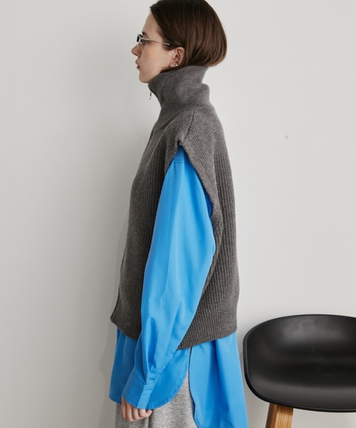 Auntie Rosa Holiday（アンティローザホリデー）の「ジップアップニットベスト（ベスト・レディース・ブラック/アイボリー/グレー・FREE）」の17枚目の写真